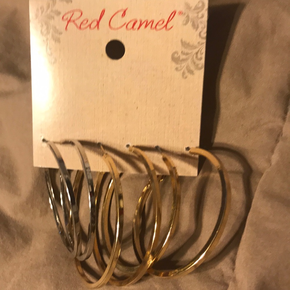 Set of 3 hoop earrings gold and silver